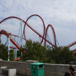8 loop rollercoaster at theme park